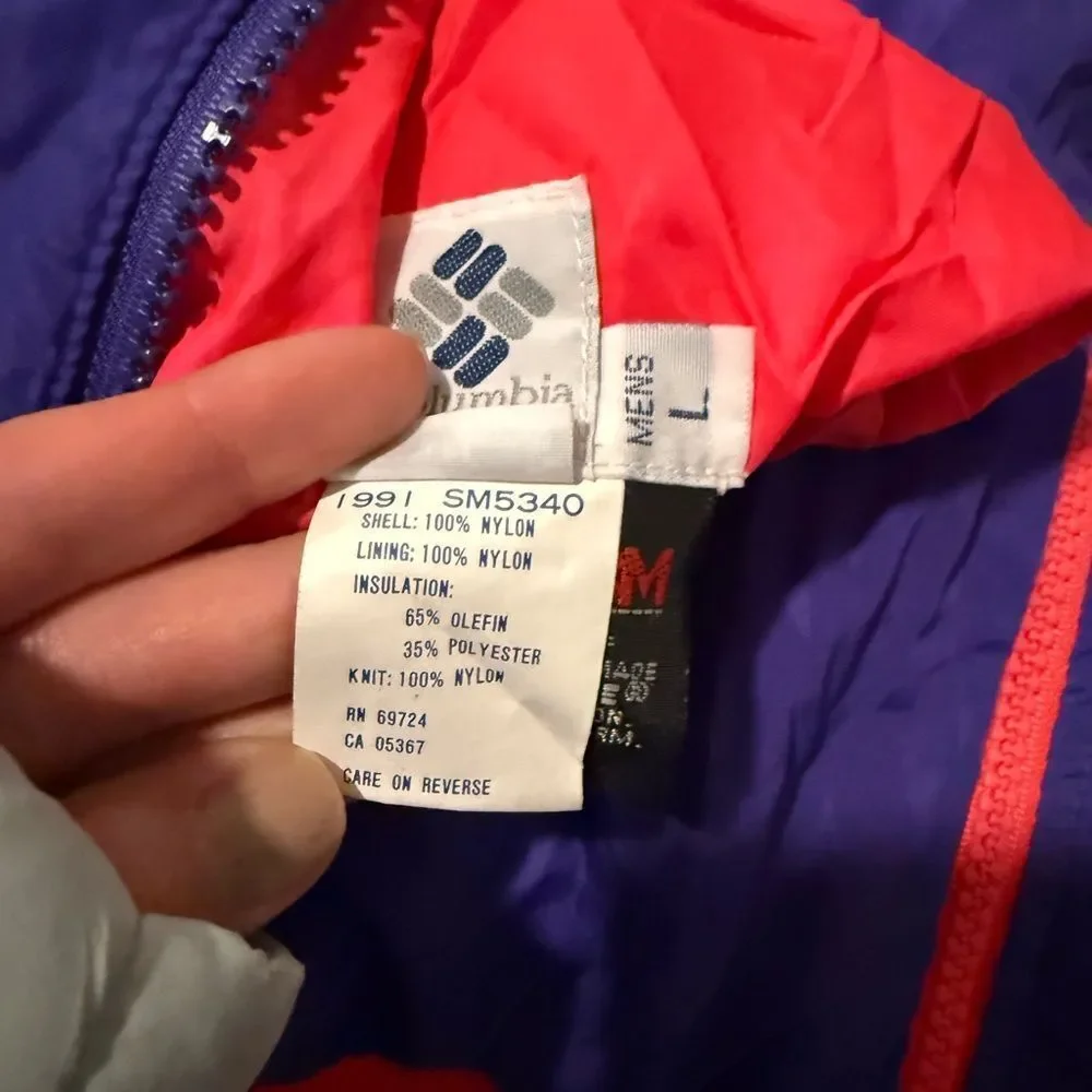 VINTAGE 1991 COLUMBIA NEON REVERSIBLE THINSULATE JACKET